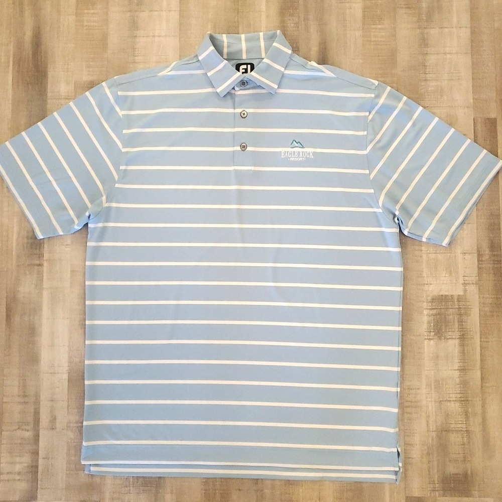 Footjoy FJ Polo Shirt Blue White Striped Golf Mens 2XL Eagle Rock‎ Golf Resort